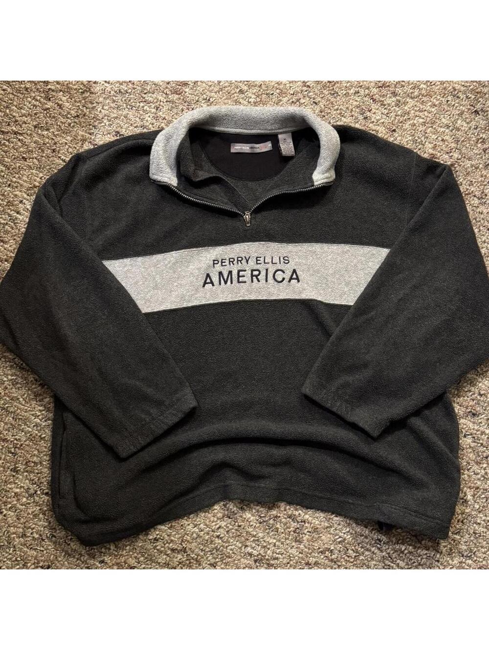 Men’s Perry Ellis America Quarter Zip Fleece Sweatshirt Size Extra Large